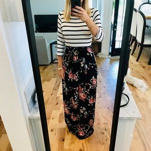 NWT stripe & floral print maxi dress